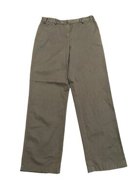 L.L.Bean Classic Fit Green Flat Front Chino Pants Khaki Twill Business Office 8